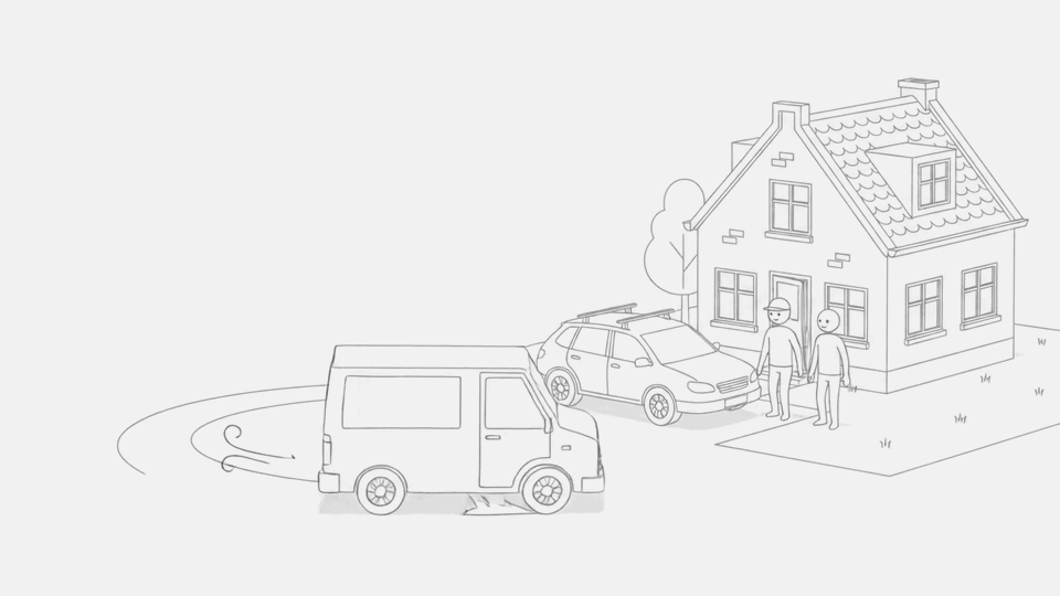 Illustratie van bezorging en montage bij een woning